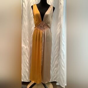 Elegant Gold and Cream Women's Dress